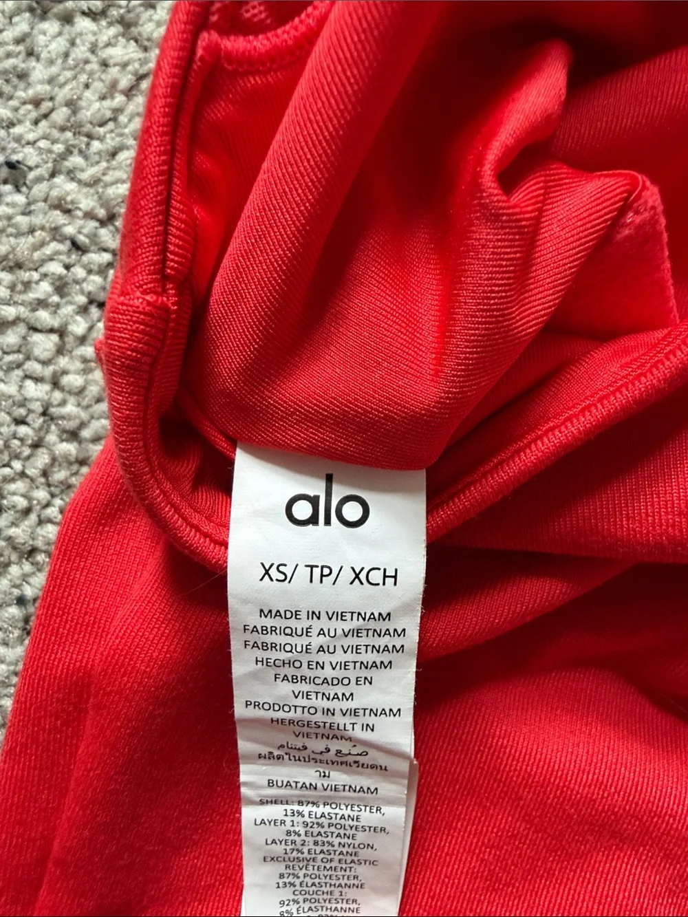 Alo Women's Red Real Bra Tank xs